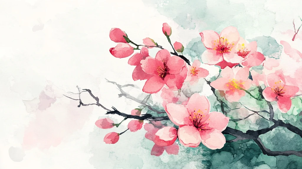 水墨水彩桃花无框画