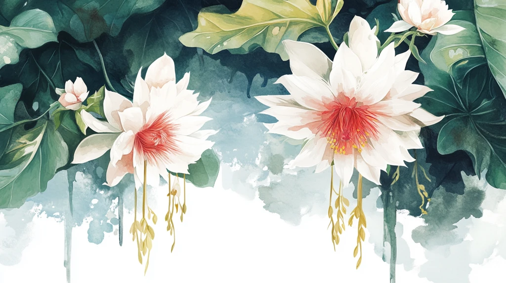 水彩荷花背景墙