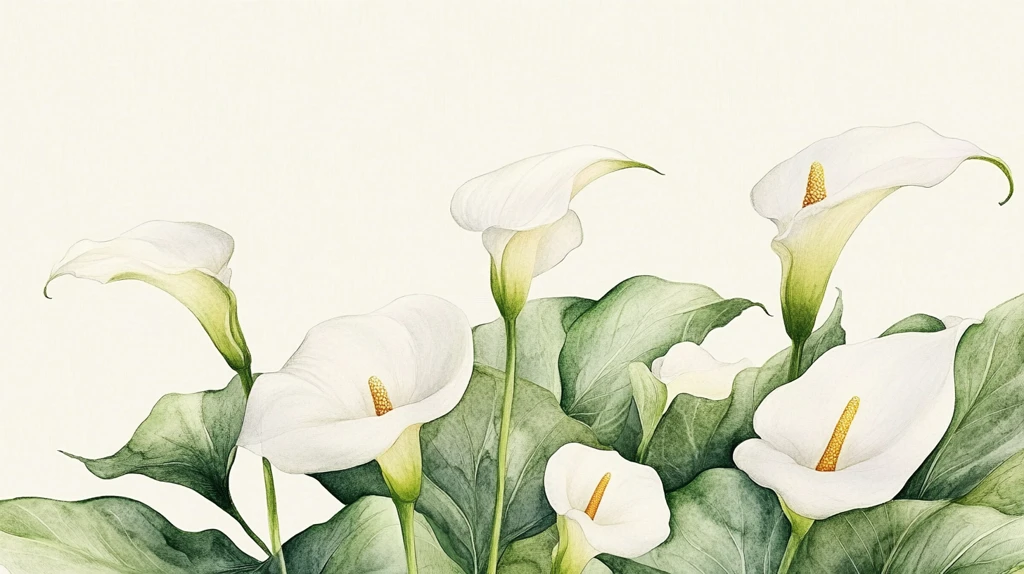 手绘马蹄莲花卉