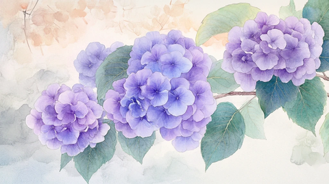 手绘绣球背景墙