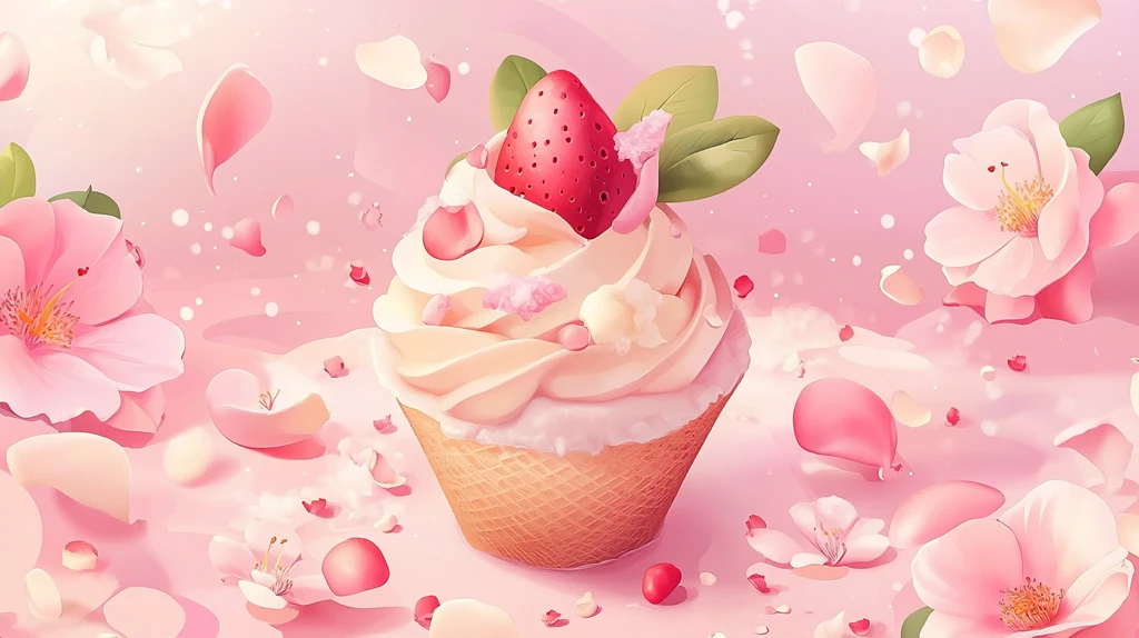 树莓冰淇淋插画