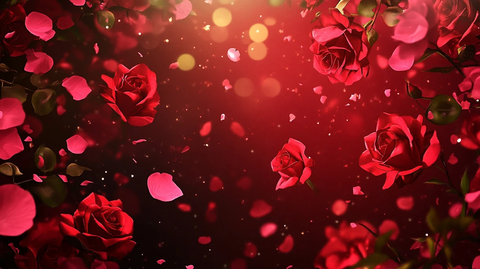 散落的花瓣浪漫红玫瑰