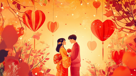 浪漫情侣插画背景