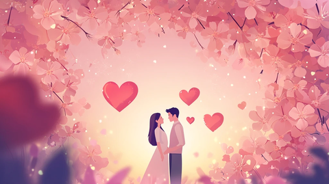 浪漫情侣插画背景