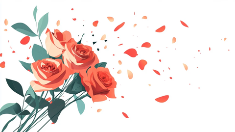 卡通花束玫瑰花插画