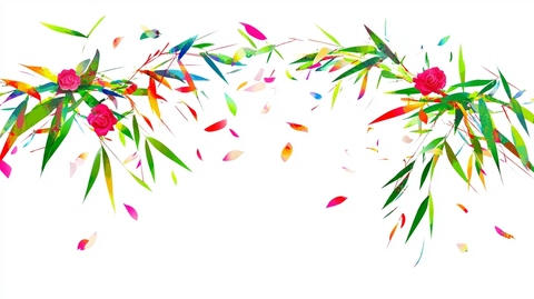 竹叶装饰白底图