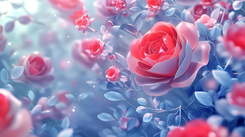 立体玫瑰花藤背景