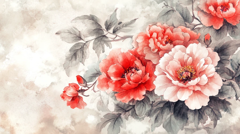 唯美风水彩牡丹