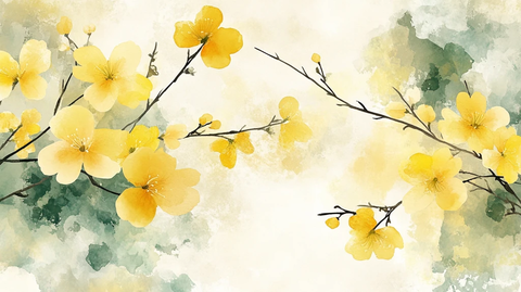 喷绘梅花秋天黄花