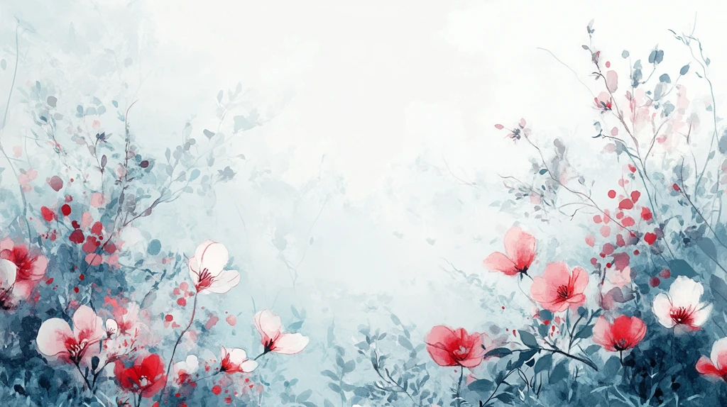 手绘红色花卉梦幻背景