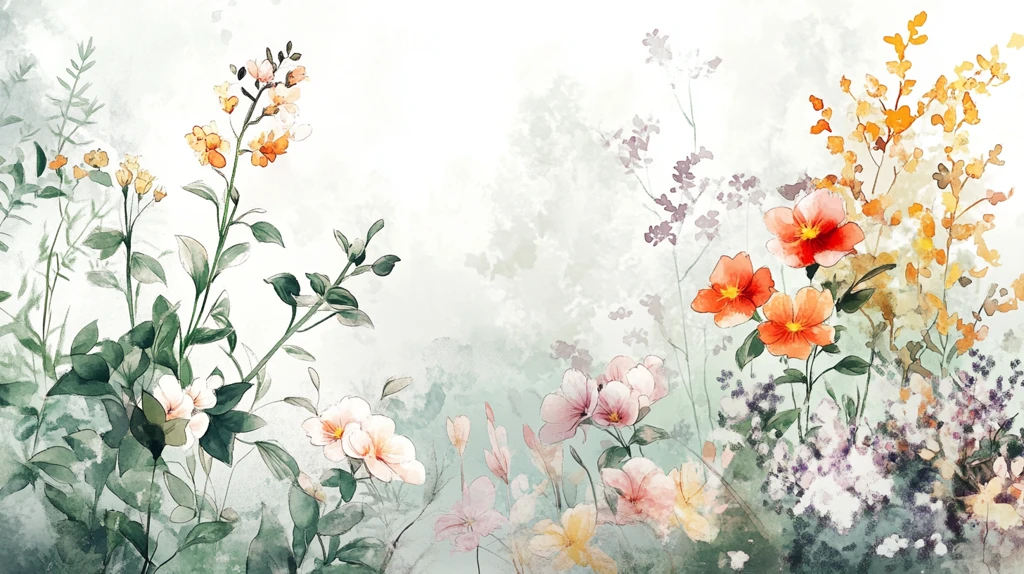 水彩花卉壁画