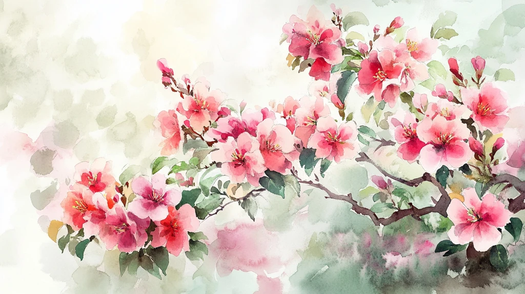 水墨水彩桃花无框画