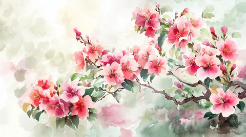 水墨水彩桃花无框画