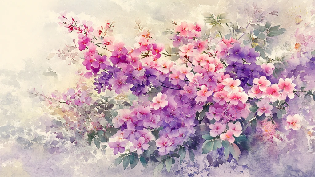 水彩紫薇花