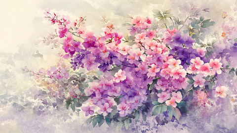 水彩紫薇花