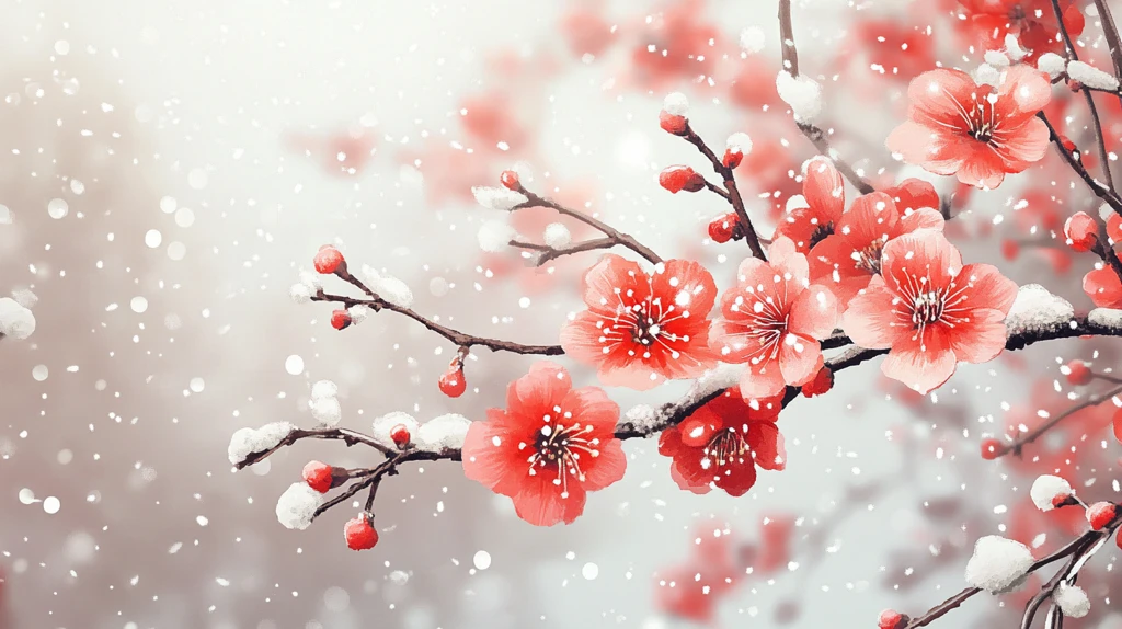 冰雪红梅插画
