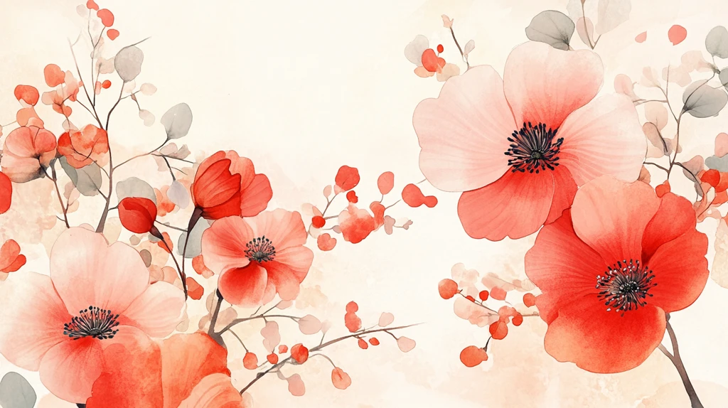 手绘红色花卉梦幻背景