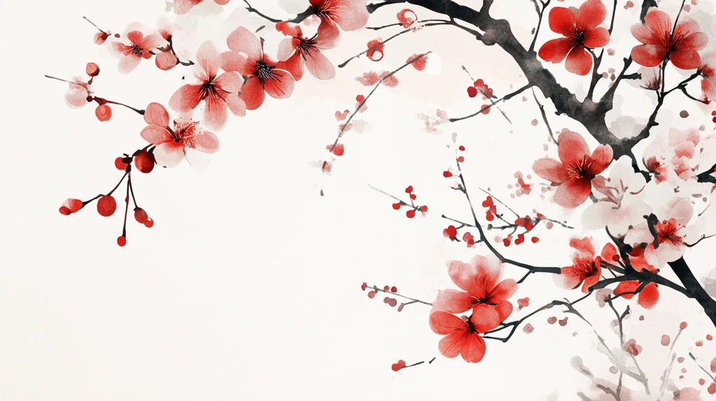 手绘梅花背景墙