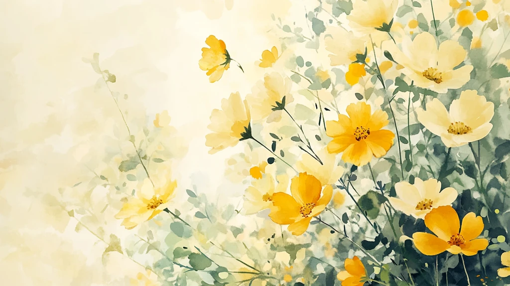 黄色波斯菊手绘