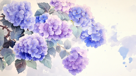 手绘绣球背景墙