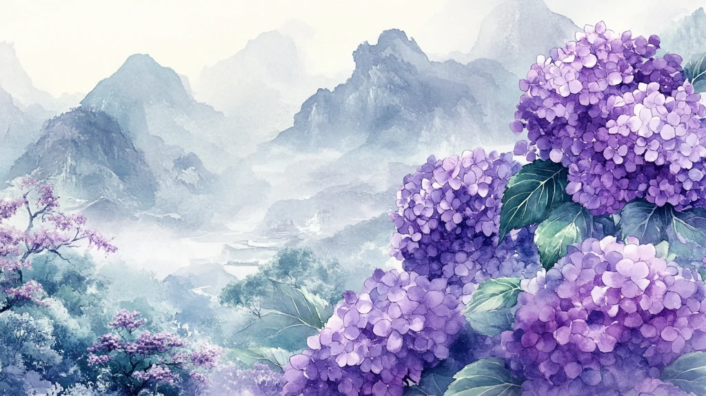 古风紫色绣球花