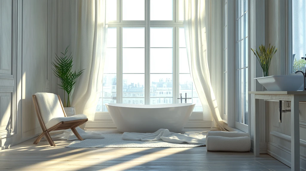 靠窗浴缸