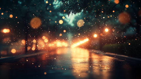 雨中街道夜晚的雨