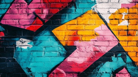 复古风炫彩涂鸦背景墙