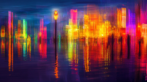 城市灯光倒影