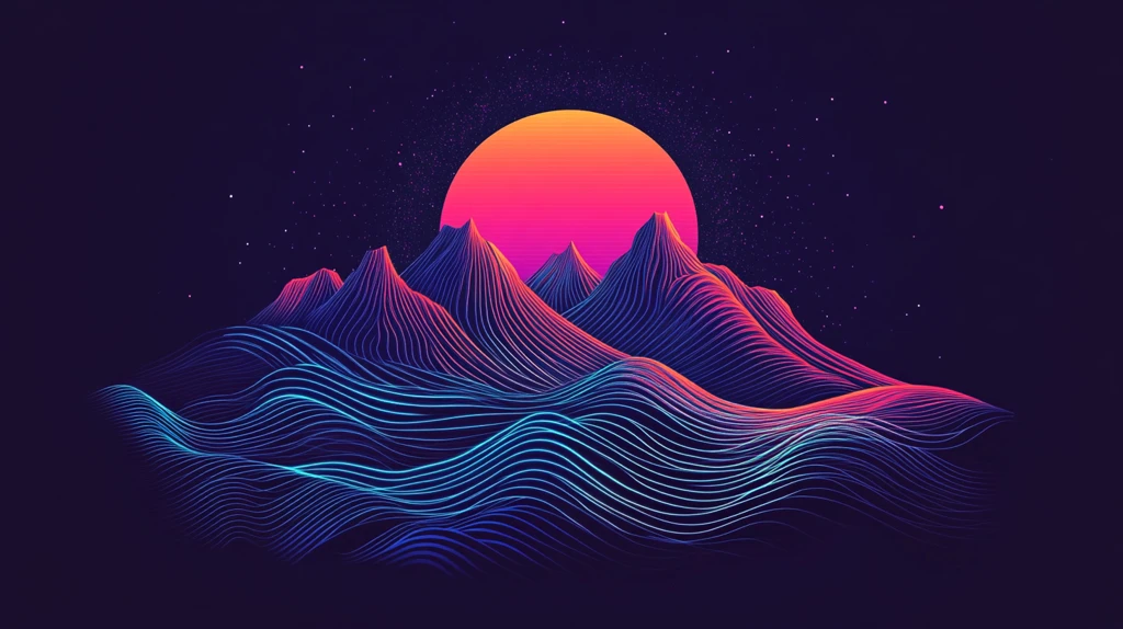 高端山水线包装插画