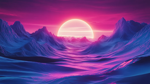 粉红色的超现实山脉