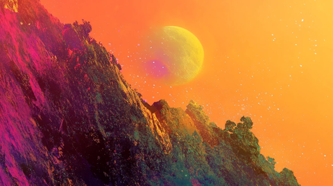 粉红色的超现实山脉