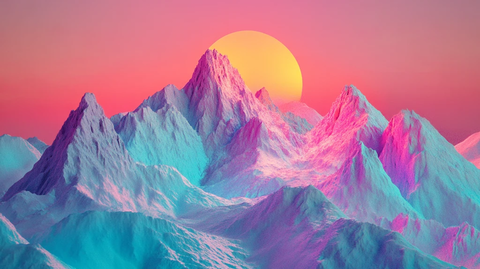 粉红色的超现实山脉