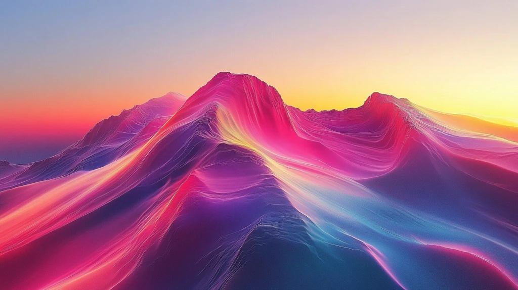 渐变色彩山水画