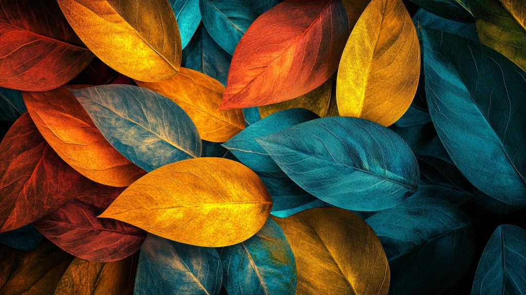 五彩树叶背景实拍