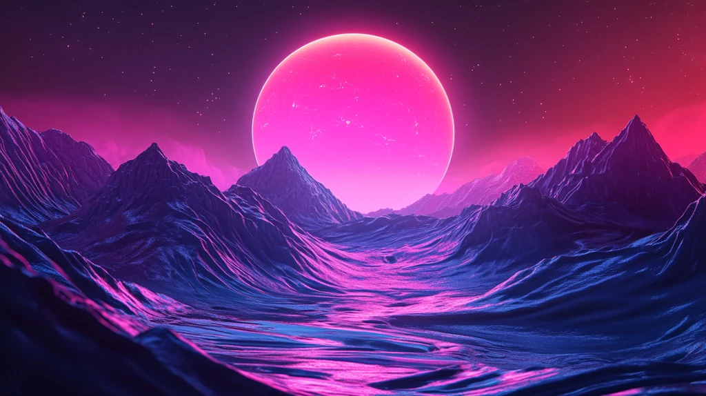粉红色的超现实山脉