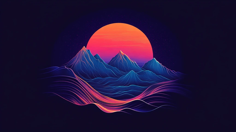 高端山水线包装插画