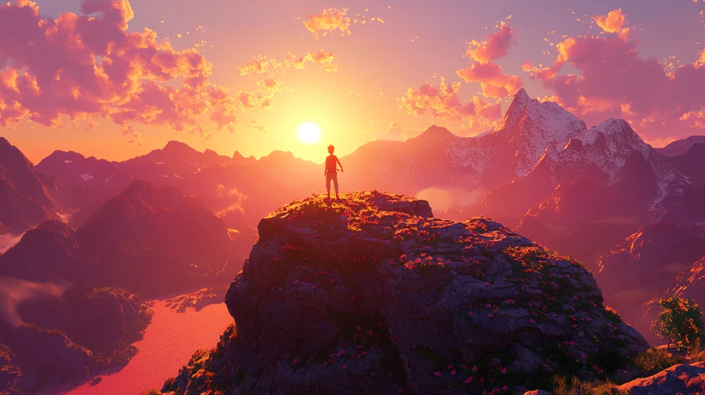 山巅日出映彩霞