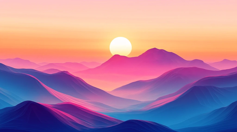 渐变色彩山水画