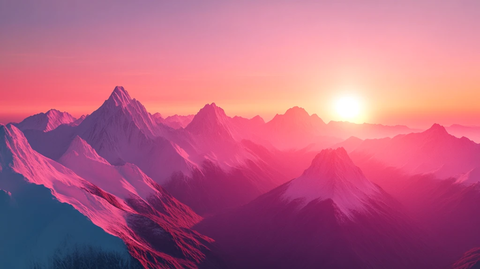 壮美大山日出全景