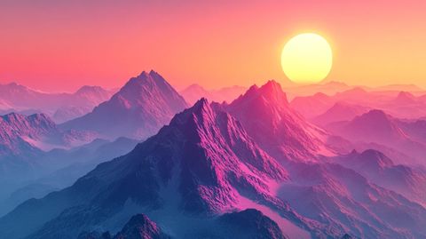 壮美大山日出全景