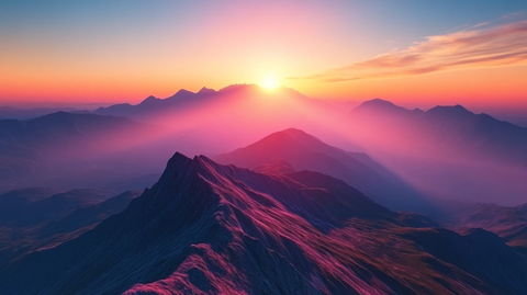 壮美大山日出全景