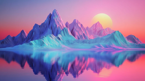 粉红色的超现实山脉