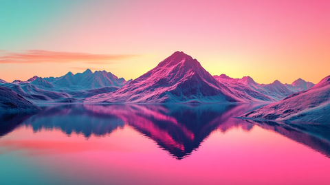 粉红色的超现实山脉
