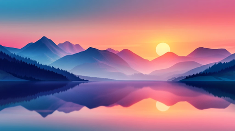 大幅高清山水日出