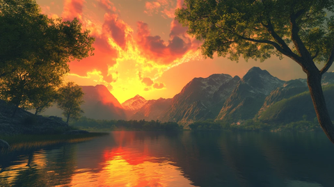 大幅高清山水日出