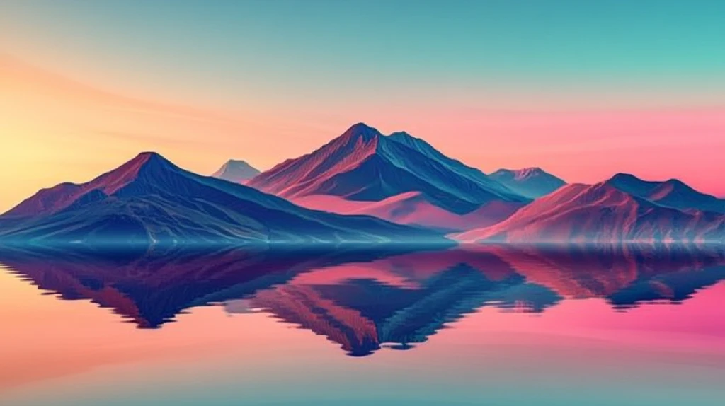 渐变色彩山水画