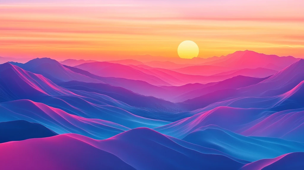 渐变色彩山水画