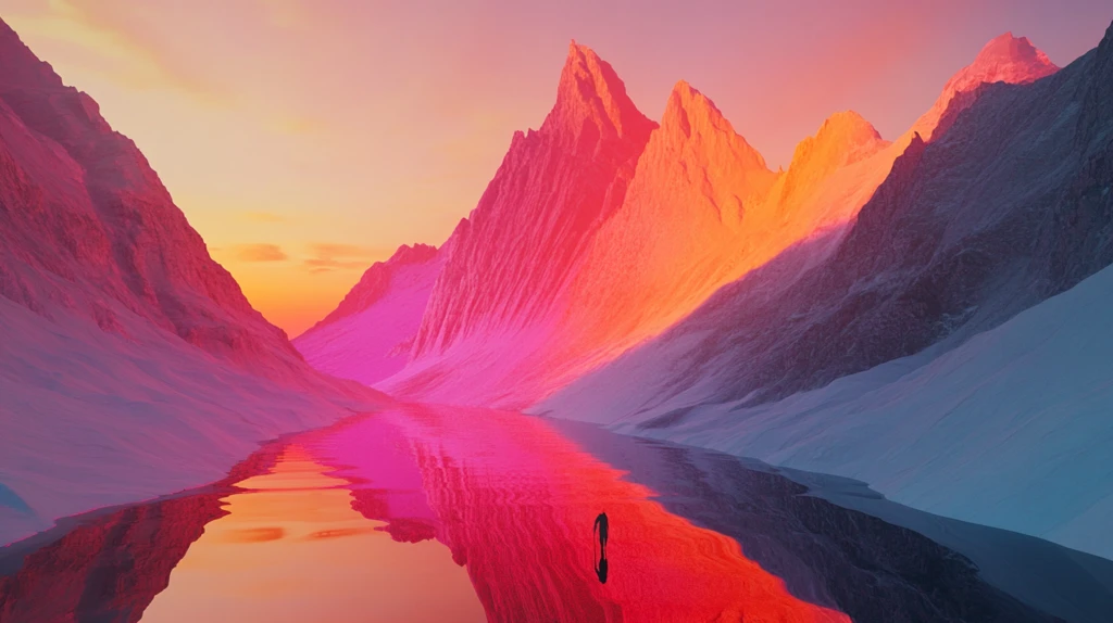 粉红色的超现实山脉