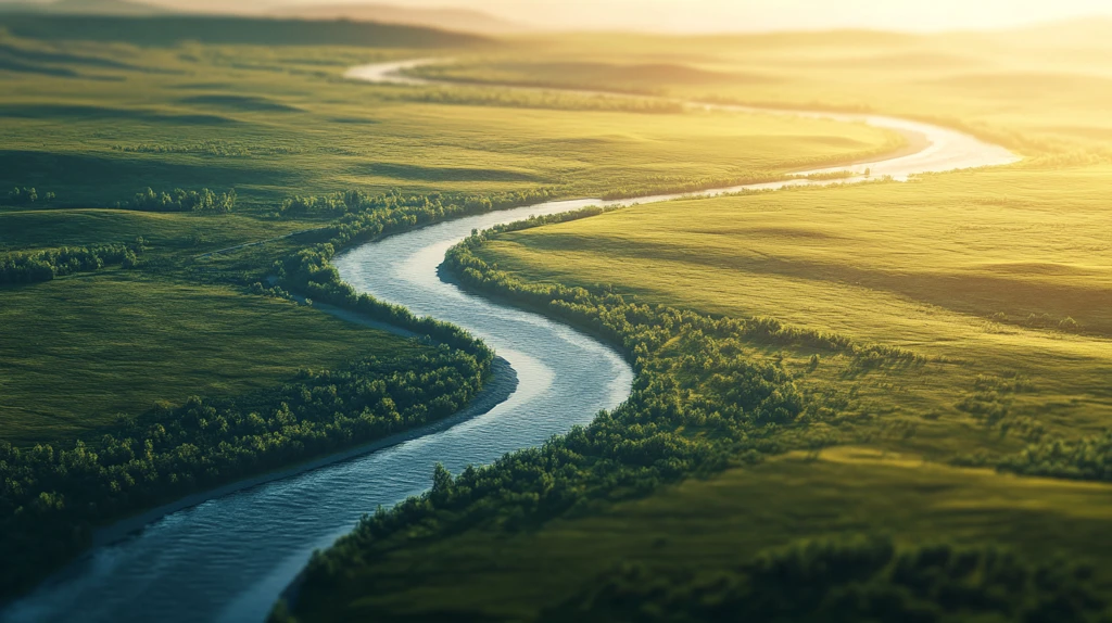 草原蜿蜒河流